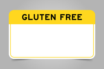 Label banner that have yellow headline with word gluten free and white copy space, on gray background