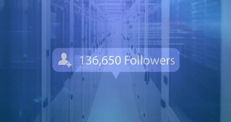 Animation of social media data processing over computer servers - Powered by Adobe