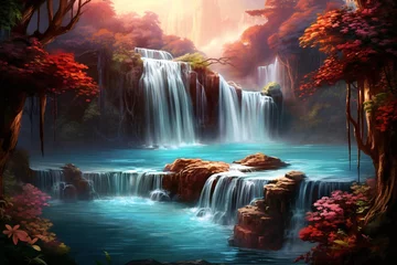 Foto op Canvas a waterfall in a forest © Victoria