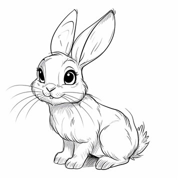 Rabbit, sketch for your design. Vector illustration on a white background. Coloring page, coloring book.
