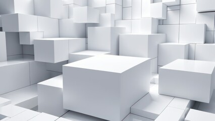 Abstract background design, white geometric composition, 3d render. generative, AI