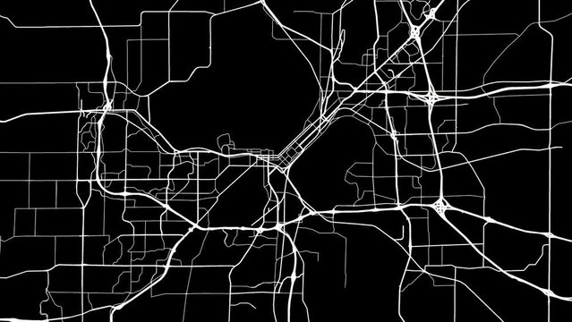 Zoom Out Road Map of Madison Wisconsin with white roads on a black background