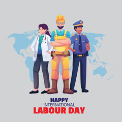 Obraz na płótnie Canvas A Group of People in different Professions.celebrate Labour day. Flat style vector illustration .
