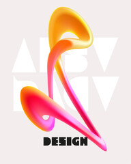 Liquid 3D geometric shapes. Colored form of spiral line. Abstract poster design. - 737984321