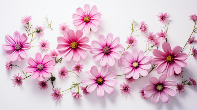 Top view image of pink flowers
