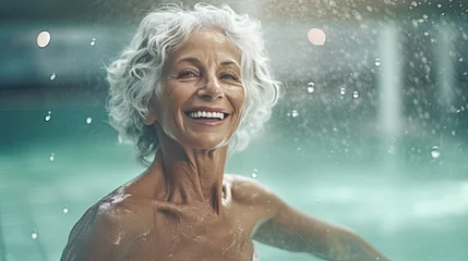 Foto op Plexiglas Schoonheidssalon Senior woman in pool