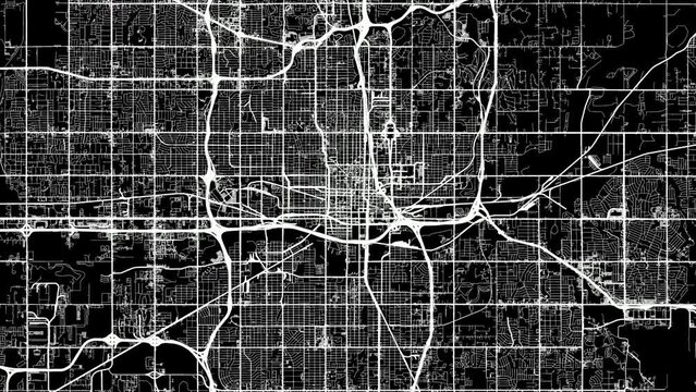 Zoom Out Road Map of Oklahoma City Oklahoma with white roads on a black background