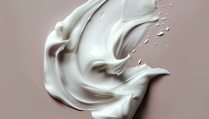 Fototapeta premium Moisturiser cream swatch isolated on white background. Skincare concept of hydration and nourishing properties of a white cream. Creamy lotion swatch