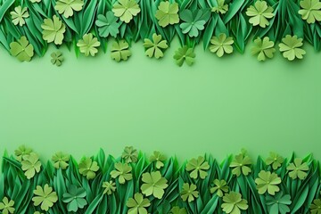Green shamrock and clover leaves background. St. Patrick's Day celebration concept.