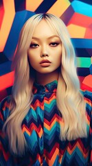 Obraz premium asian woman with long blond hair
