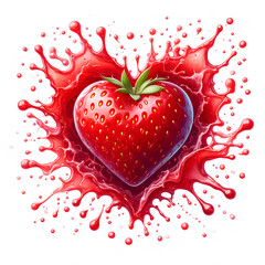 strawberry jam splash heart shape with empty center isolated on white background
