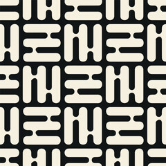 Abstract seamless vector pattern. Geometric shapes ornament. Repeating tiles, filled shapes. Elongated blocks. Black and white vector background.