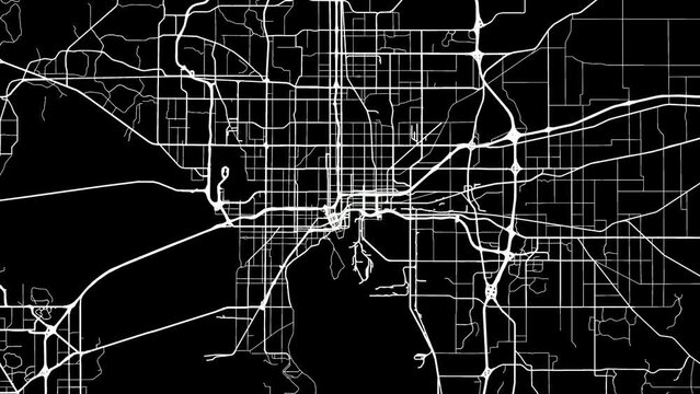 Zoom Out Road Map of Tampa Florida with white roads on a black background