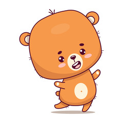 Smiling cheerful bear cub. Funny animal kawaii character. Vector illustration. Kids collection.