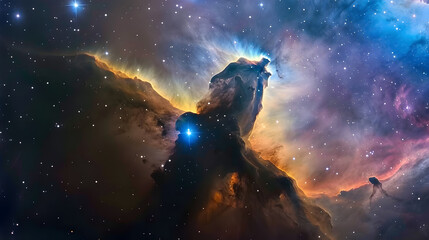 Obraz na płótnie Canvas Capturing the stunning details of the Eagle Nebula, a star-forming region that includes the famou, Free Photo,, Glowing huge nebula with young stars Space background 3d illustration