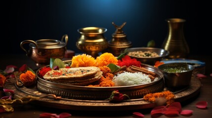 Tray With Candles and Flowers