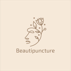 line art flower and face beauty logo