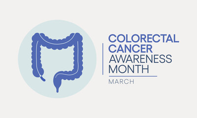Colorectal Cancer awareness month is observed every year in March, is a disease in which cells in the colon or rectum grow out of control. Sometimes it is called colon cancer. Vector illustration - obrazy, fototapety, plakaty