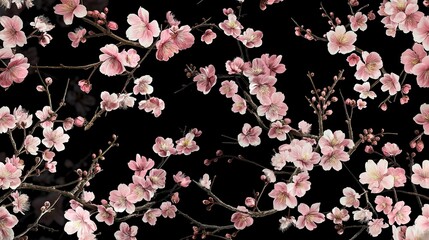 黒背景の桜の背景