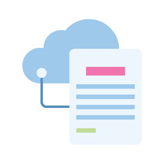 Fototapeta premium Cloud file, cloud document flat icon isolated on white background