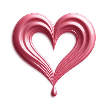 pink lipgloss splash heart shape with empty center isolated on white background