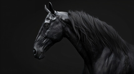 3d Illustration of Black horse - obrazy, fototapety, plakaty