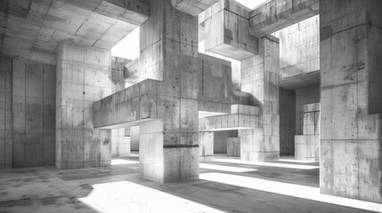 3d rendering concrete room