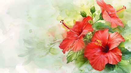 Watercolor Hibiscus flower, flower vector art.