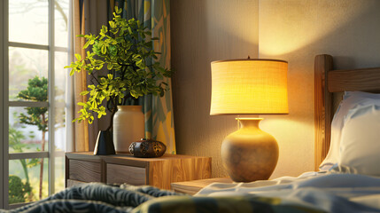 A bedside lamp