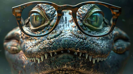 Rolgordijnen A crocodile with glasses © levit