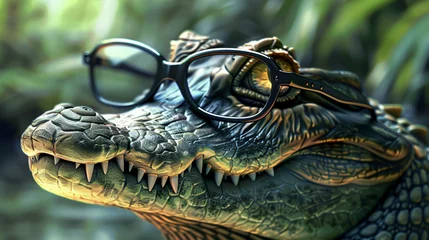 Foto op Plexiglas A crocodile with glasses © levit