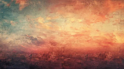 Foto op Plexiglas The tranquil beauty of a sundown sky painted with soft hues of orange and pink © UMAR SALAM