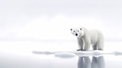 Fototapeta premium Polar bear in its natural habitat at the North Pole 