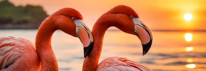 Gardinen orange flamingo couple portrait © Rushikesh