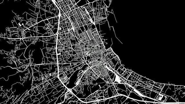 Zoom Out Road Map of Palermo Italy with white roads on a black background