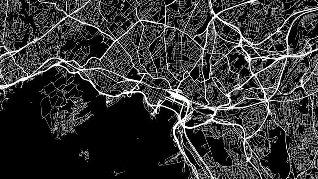 Zoom Out Road Map of Oslo Norway with white roads on a black background