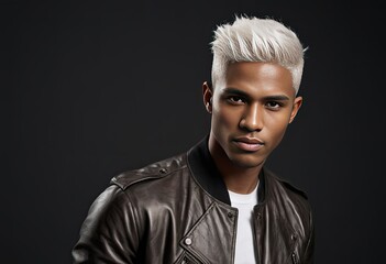 Young african american man with dyed hair
