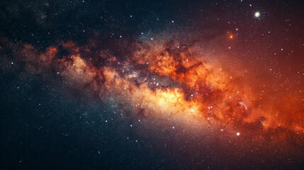 Vibrant fireworks creating intricate patterns against the diffuse glow of the Milky Way - obrazy, fototapety, plakaty