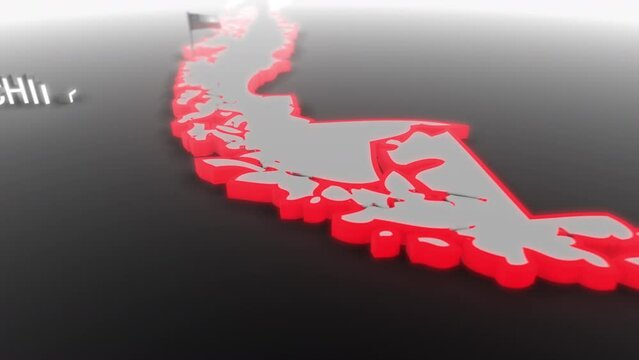 3d animated map of Chile gets hit and fractured by the text “Inflation”