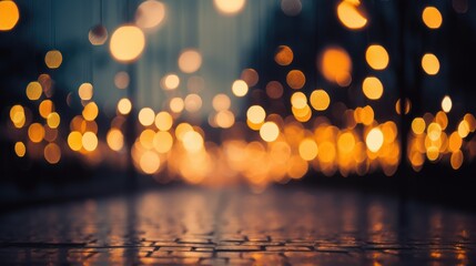 Galand of lights with bokeh background. blurred street