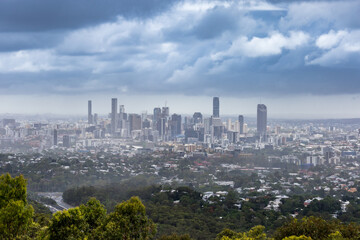 Distant View of Brisbane with its Skyline and Skyscraper, Queensland, Australia.