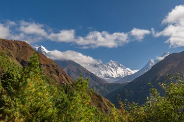 Store enrouleur occultant sans perçage Ama Dablam View of Nuptse, Lhotse, Ama Dablam mountains during trekking in Nepal. Everest Base Camp EBC or Three passes trek in Nepal. Mountain range Himalayas in the Khumbu, Nepal, Asia. Way from Namche Bazar