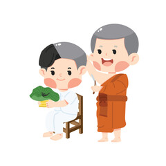 Illustration for Buddhist Ordination cartoon vector