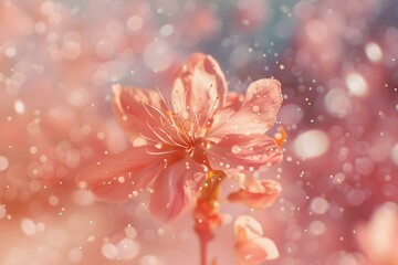 A captivating spring scene an anamorphic video highlighting a blooming flower amidst bokeh and particles. Concept Spring Awakening, Anamorphic Magic, Blooming Beauty, Enchanting Bokeh