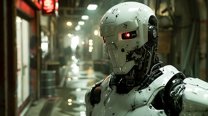 Fototapeta na wymiar robot cyborg soldier