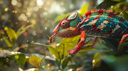 Rolgordijnen A vividly colored chameleon © levit