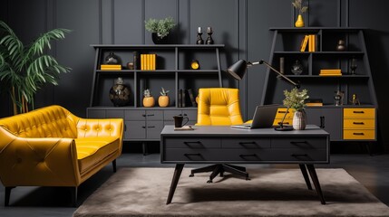Charcoal and Yellow Home Office Haven