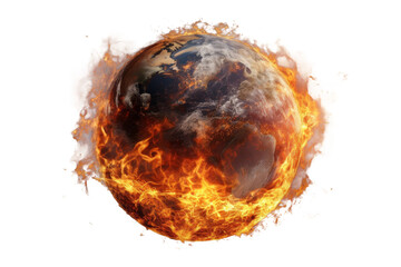 The Burning Earth. A photo capturing the image of the Earth engulfed in flames against a...