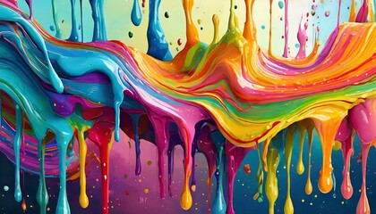 abstract background with splashes, Colorful acrylic paint dripping with liquid drops. - obrazy, fototapety, plakaty