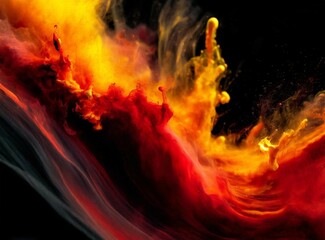Abstract Color Dynamics. dramatic and explosive swirl of paint, with vibrant red and yellow background/wallpaper for graphic design.